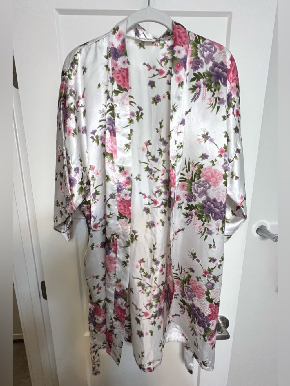Floral Satin Kimono Robe - Picture 3 of 4
